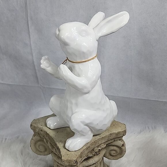 Large White Ceramic Rabbit Decor - Picture 2 of 8